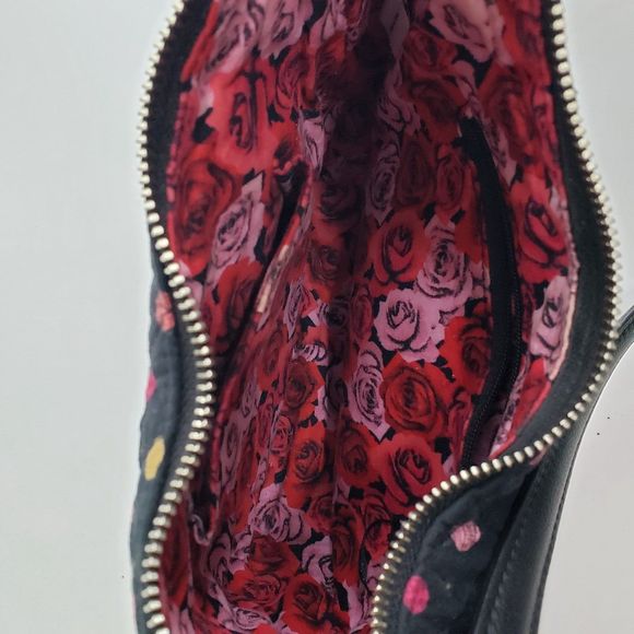 Vera Bradley Crossbody Purse; Black with Colorful Polka Dots; Approx. 8 x 9 x 3 - Picture 4 of 10